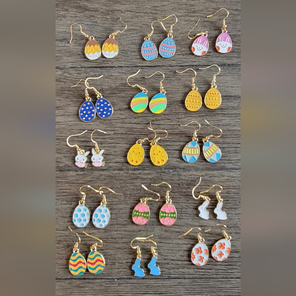 2/$15 Handcrafted Colorful Easter Egg Earrings